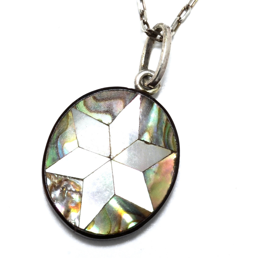 Victorian Abalone Piqué Six Pointed Star Necklace